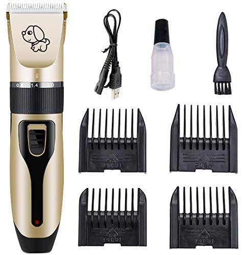 Mumoo Bear Dog Shaver Clippers Low Noise Rechargeable Cordless Electric Quiet Hair Clippers Set for Dogs Cats Pets