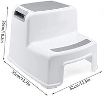 Load image into Gallery viewer, Mumoo Bear Dual Height Step Stool for Kids Toddler&#39;s Stool for Potty Training and Use in the Bathroom or Kitchen Versatile Two Step Design for Growing Children Soft Grip Steps Provide, white
