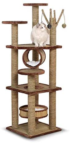 Mumoo Bear Luxury Multi-Level Cat Tree Scraper Activity Center Grab Bar Heavy Sisal Straw Mat Rope Cat Climbing Frame