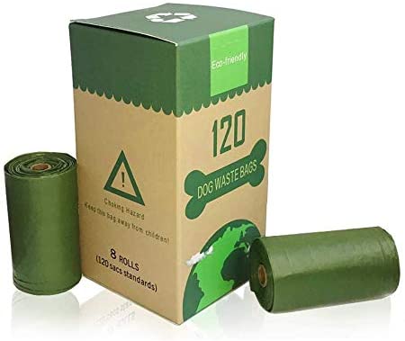 Mumoo Bear Compostable Dog Poop Bags, 8 Rolls 120 Count Eco-Friendly Waste Bags for Dog and Cat