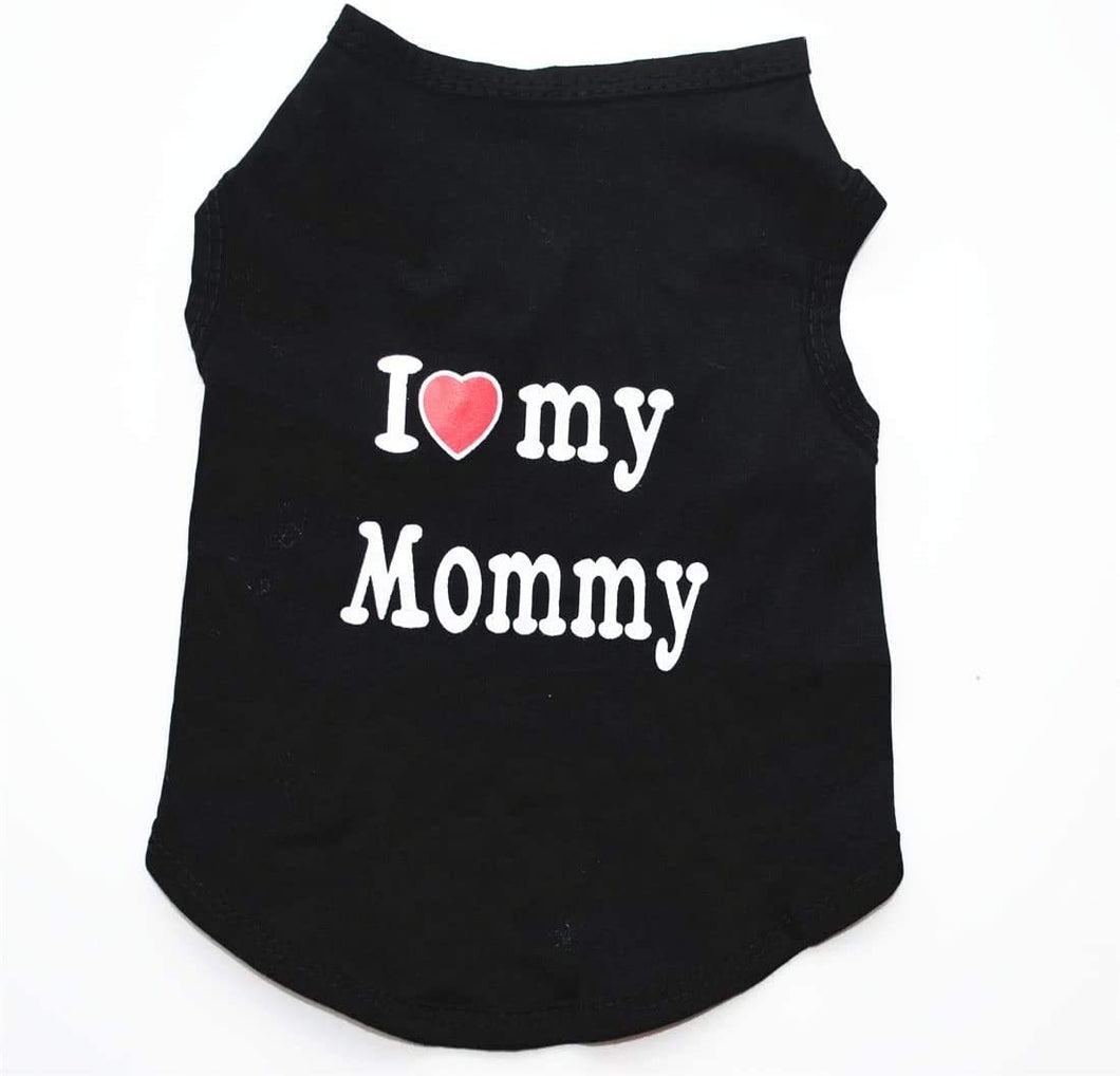 I love my mommy - Dress/ Shirt/ Vest /Costume for Dogs and Cats- Black/Red, Large