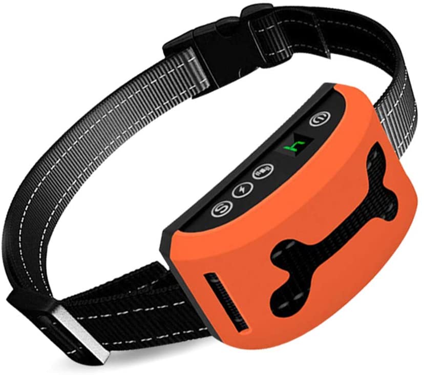 Mumoo Bear Dog Bark Collar, Rechargeable Stop Barking Collar with 7 Adjustable Sensitivity and Intensity Levels, Orange