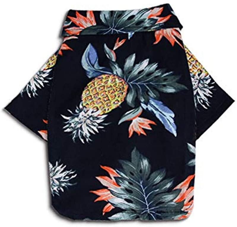 Mumoo Bear Dog Summer Pineapple Print Hawaiian Style Polo T Shirts, Dark Blue