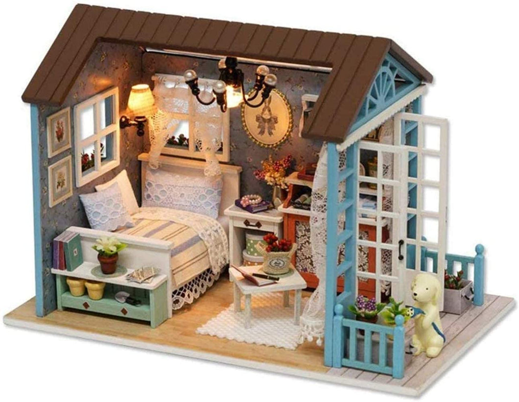DIY Miniature Dollhouse Kit Realistic Mini 3D Wooden House Room Craft with Furniture LED Lights Christmas Birthday Gift