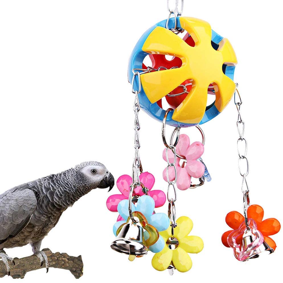 Mumoo Bear Bird Parrot Toys Pet Bird Cage Toy with Hanging Bell for Parakeet Cockatiel Conure Lovebirds Finch Canary