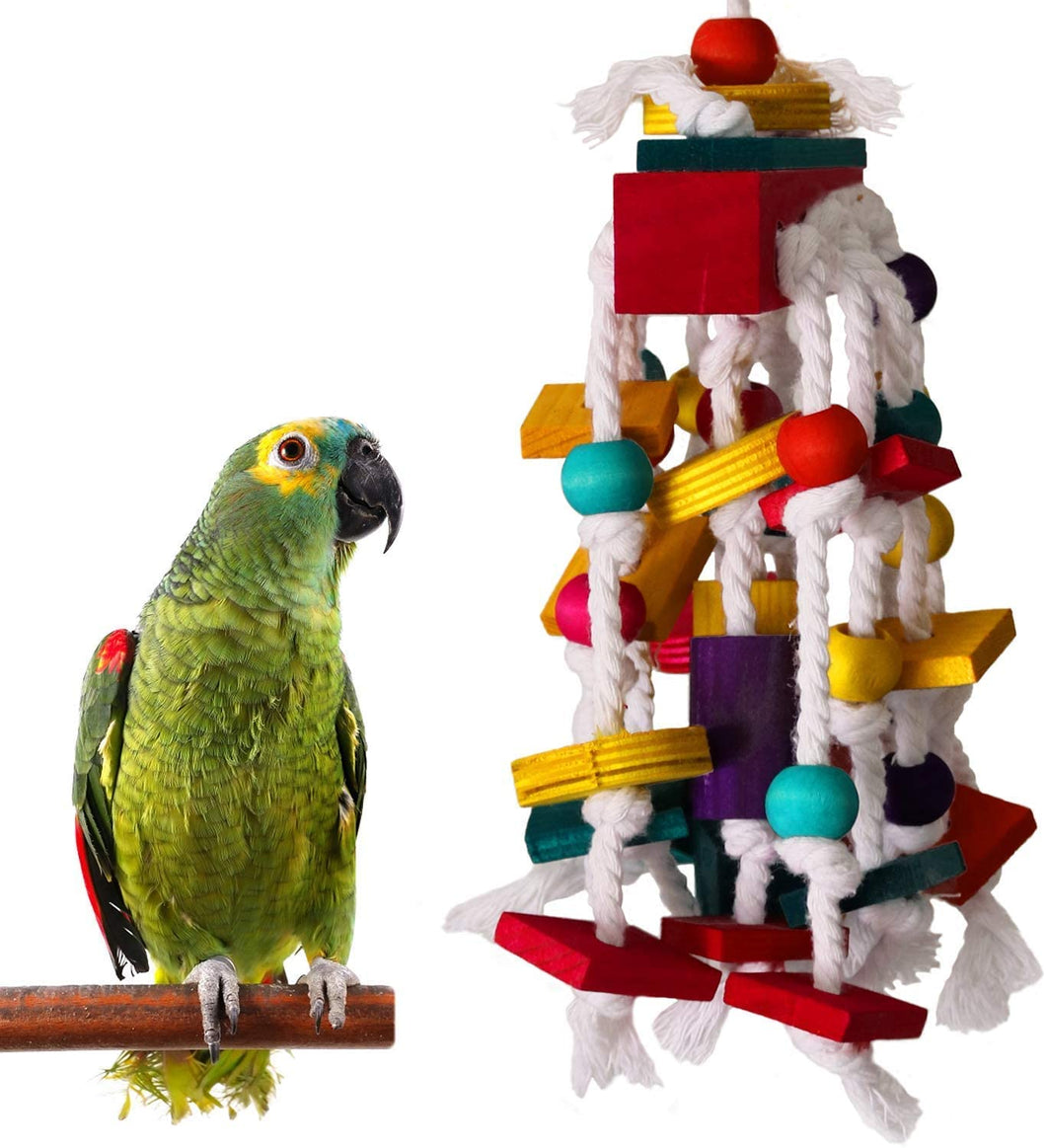 Mumoo Bear Bird Chewing Toy - Parrot Cage Bite Toys Wooden Block Bird Parrot Toys