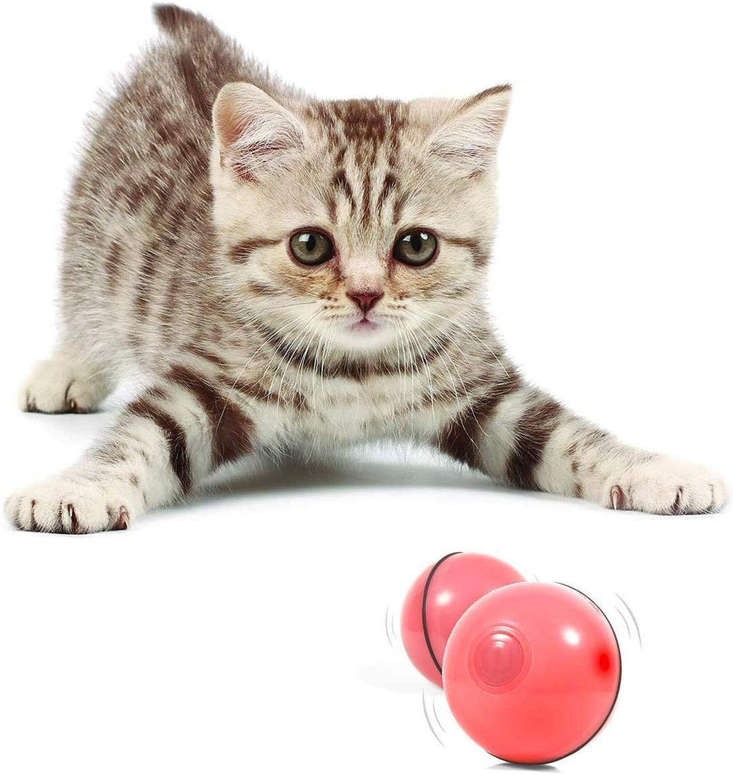 Mumoo Bear Smart Interactive Cat Toy - Newest Version 360 Degree Self Rotating Ball, USB Rechargeable Pet Toy, Pink