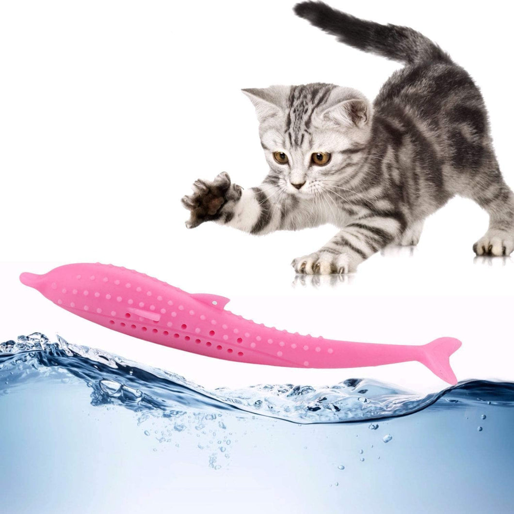 Mumoo Bear Catnip Toys - Cat Fish Shape Toothbrush with Catnip - Cat Teething Chew Toys