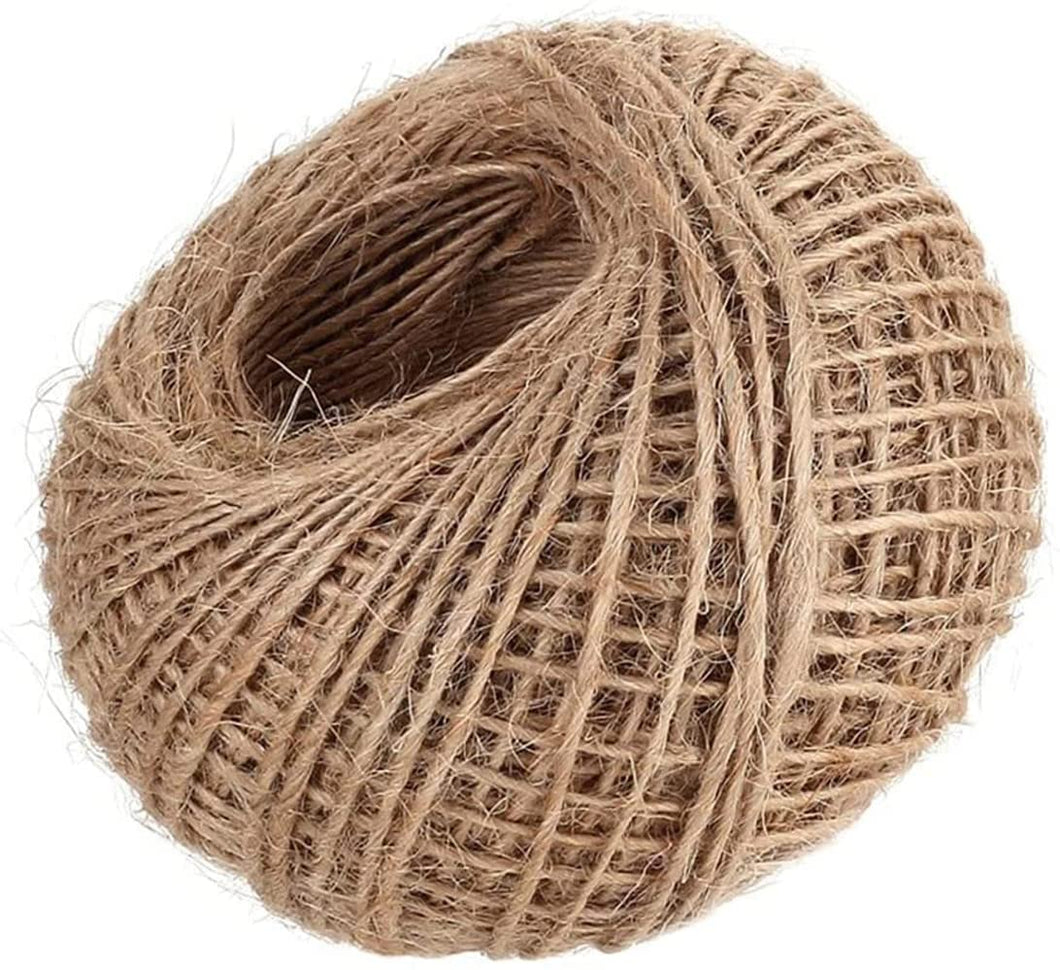 Mumoo Bear Jute Twine String 2mm, 100m Natural Jute Rope, 2ply Durable Jute Twine Heavy Duty for Crafts, Gift Wrapping, Gardening, Packing, Picture Display, Wedding, Christmas Decoration, Ornament
