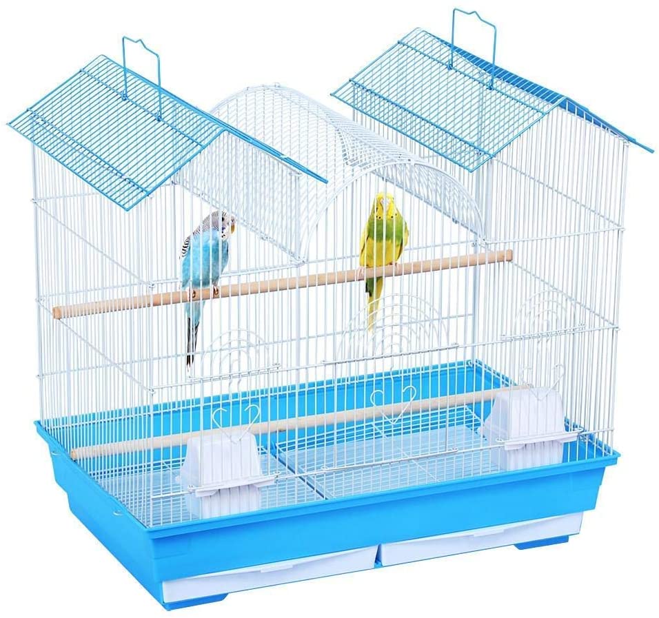 Mumoo Bear 23-inch Triple Roof Small Bird Cage - White/Blue