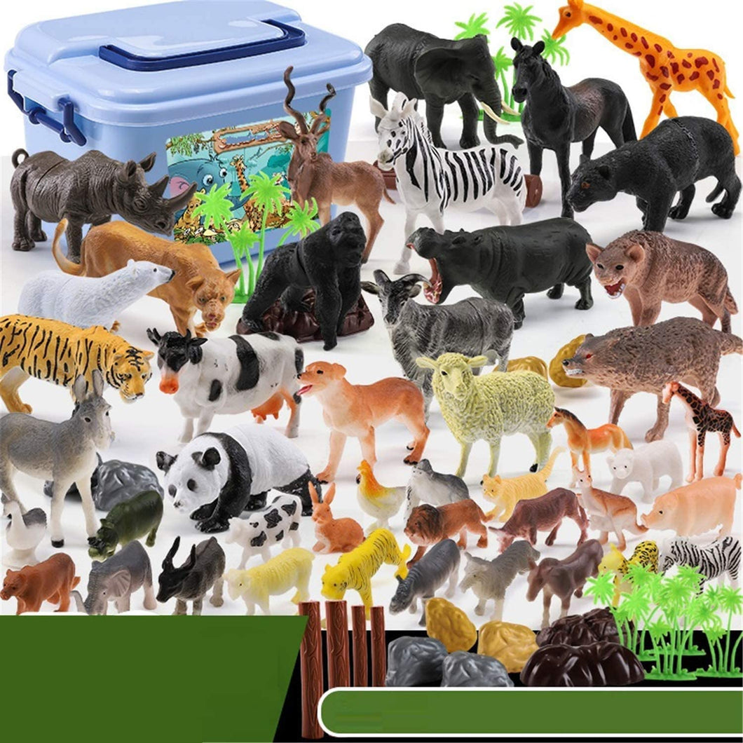 Mumoo Bear Animals Figure, 58 Piece Mini Jungle Animals Toys Set, Realistic Wild Animal Learning Party Favors Toys
